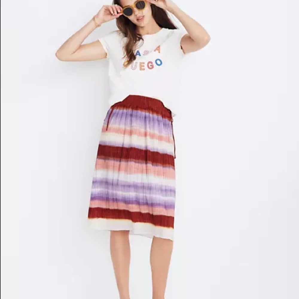 Madewell Micropleat Midi Ombré Skirt Size Small